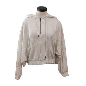 Pink Victoria's Secret Women's Hoodie Sweatshirt Quarter Zip White Size Large